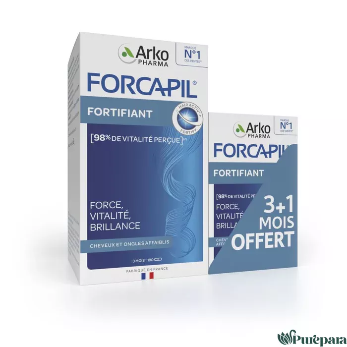 Forcapil Fortifiant, Cheveux et Ongles - Lot 3 mois + 1 mois offert